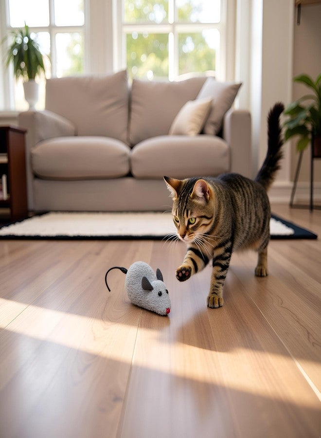 Sluswallow 1 Pc Random Color Furry Mice Cat Toy Wind Up Toys Realistic Mouse Toys Funny Moving, Cat Mice and Animals Toys Interactive Play for Kitten Mouse - Image 4